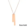 Detail of rose gold stainless steel O-chain with double vertical bar pendants - 42+8cm-35*4mm+25*4mm / Rose Gold