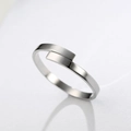 Minimalist silver geometric open ring with polished finish and adjustable band design - US7 / Steel