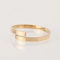 Minimalist gold plated stainless steel open ring with flat geometric polished finish - US7 / Gold