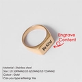 Gold stainless steel signet ring with Be Kind engraving on rectangular flat top - US5 / Gold Engraved