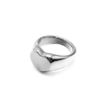 Minimalist silver stainless steel heart signet ring with a polished smooth finish - US 6 / Steel Color (TR18909)