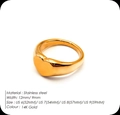 Polished 14K gold plated stainless steel heart signet ring for women 12mm width - US 7 / Gold Color (TR18940)