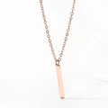 Minimalist vertical bar pendant necklace in rose gold finish with polished geometric design - 42+8CM / Rose Gold (16*2MM)