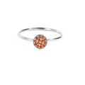 Minimalistischer Silberring mit rundem Besatz aus leuchtend orangefarbenen Zirkoniasteinen - US5 (49mm) / Januar Rot - Silber