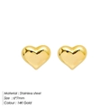 Detalle de pendientes de corazón de acero inoxidable chapado en oro de 14K y 6x7mm en blanco - Estilo Corazón Pequeño (YE35967) / Dorado
