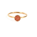 Schlanker Goldring aus Edelstahl mit mikropavé orange-roten Zirkoniasteinen auf Rundkopf - US5 (49mm) / Januar Rot - Roségold