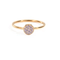 Minimalistischer goldener Edelstahlring mit runder lila Zirkon-Mikropflasterung - Februar Violett - Roségold