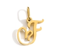Elegant gold cursive letter F pendant charm in polished stainless steel for DIY jewelry - Steel / Letter F