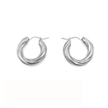 Orecchini a cerchio ritorti in acciaio inossidabile argento con trama a spirale - 23*23MM / Colore Acciaio (TE19112)