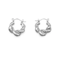 Orecchini a fune intrecciata in argento lucido con design a spirale geometrica - 23*21MM / Colore Acciaio (TE19131)