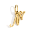 Gold polished cursive letter M pendant with hollow heart detail for DIY necklaces - Steel / Letter N