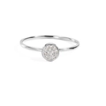 Minimalistischer Edelstahlring in Silber mit rundem Pavé-Diamantbesatz - April Weiß - Silber