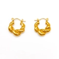 Orecchini a cerchio a spirale dorati lucidi stile croissant con chiusura a scatto - 23*21MM / Oro (TE19131)