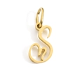 Artistic cursive letter S pendant in polished gold-plated stainless steel for DIY jewelry - Steel / Letter S
