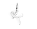 Polished silver stainless steel heart pendant with capital letter T for DIY necklaces - Steel / Letter T