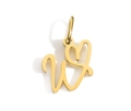 Polished gold stainless steel pendant featuring letter W and heart design for DIY necklaces - Steel / Letter W