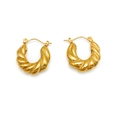 Boucles d'oreilles créoles croissant dorées rétro français avec texture torsadée - Or (TE19133-23*21MM)