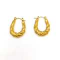 Golden twisted hoop earrings in U-shape with minimalist geometric vintage style design - Gold (TE19134)