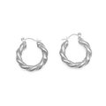 Silver twisted hoop earrings with elegant spiral rope texture for women - Steel Color (TE19136)