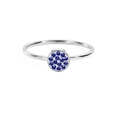 Polierter Edelstahlring in Silber mit rundem Besatz aus blauen Zirkonia-Steinen - September Königsblau - Silber