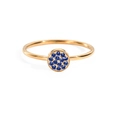 Minimalistischer Roségold-Ring mit runder Scheibe und funkelnden blauen Edelsteinen - September Königsblau - Roségold