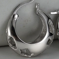 Orecchini a cerchio geometrici in argento sterling S925 con texture cava e lucida - Argento 925 / Oro Bianco