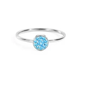 Eleganter Edelstahlring in Silberoptik mit blauem Zirkonia in Mikro-Pavé-Fassung - Dezember Seeblau - Silber