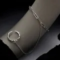 Bracciale ad anello artigianale in argento S925 con trama lavica stile punk - Argento 925 / Argento
