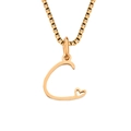 Collana a catena box dorata con pendente a lettera C corsiva e ciondolo a cuore - Color Acciaio / Lettera C (CDNP026C)