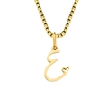 Collana a catena veneziana dorata con pendente lettera E corsiva e dettaglio cuore - Color Acciaio / Lettera E (CDNP026E)