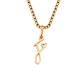 Collana con catena box oro rosa, ciondolo a lettera f e dettaglio a cuore - Color Acciaio / Lettera F (CDNP026F)
