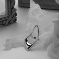 Moderner hohler geometrischer offener Ring aus poliertem S925 Sterling Silber Finish - Offene Größe 13 (Verstellbar) / Weißgold