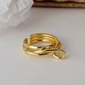 Adjustable S925 sterling silver multi-layer knotted ring with polished gold finish - Adjustable Size 12 / 18K Gold