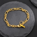 Minimalist S925 sterling silver Figaro chain bracelet in golden finish with lobster clasp - 925 Silver / 18K Gold