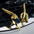 Orecchini a perno asimmetrici in argento S925 dorato con design a spirale astratta - Oro 18K