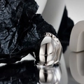 S925 Sterling Silber Astronautenhelm Anhänger mit hochglanzpolierter Oberfläche - Verstellbare Größe 14 / Weißgold