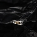 Anillo abierto vintage de plata S925 con textura dorada irregular y acabado desgastado - Plata 925 / Plata Antigua