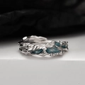 Pendiente irregular de plata S925 con incrustación de esmalte azul mar profundo mujer - Plata 925 / Oro Blanco