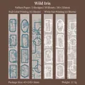 Wild Iris transparentes Pergamentpapier mit Vintage-Blumen und weißem Tintendruck - Wilde Schwertlilie