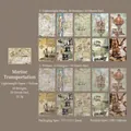 Vintage maritime transport theme scrapbooking paper set with steamship and bicycle designs - Maritime Transport