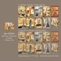 Retro scrapbook paper set featuring vintage monuments and cars on matte paper - Spacetime Monuments