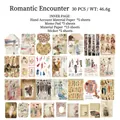 Vintage σετ scrapbooking από μικτά υλικά με 30 ρετρό αυτοκόλλητα και χαρτιά διακόσμησης - Ρομαντική Συνάντηση