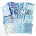 Kit carta per scrapbooking vintage con motivi floreali blu e disegni botanici - Accordo Brezza Marina