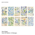 Vintage Blumen-Deko-Papier-Set für Scrapbooking, 60 Stück Retro-Aufkleber in Blau-Tönen - Meer aus Wolken und Blumen