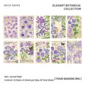 Soixante feuilles de papier déco fleuri violet pour scrapbooking DIY et journal intime - Iris des Quatre Saisons