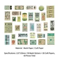 Kit scrapbooking vintage de 60 piezas con pegatinas washi, papel de material y tickets retro - Crónicas de la Isla Verde