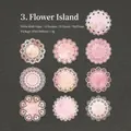 Pink floral lace paper circles for scrapbooking, 10 vintage floral patterns on white kraft - Flower Island