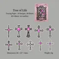 Gothic Tree of Life stickers in vellum paper featuring black lines and purple gemstones - Tree of Life