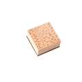 Square wooden perpetual calendar stamp with hand-drawn month and date engravings - Daily Time
