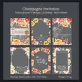 Champagne Invitation floral vellum paper set with 15 vintage collage sheets - Champagne Invitation